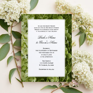 Green Hydrangea Floral Wedding Kaart