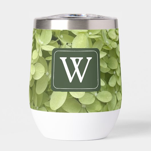Green Hydrangea Floral Wedding Monogram  (Voorkant)