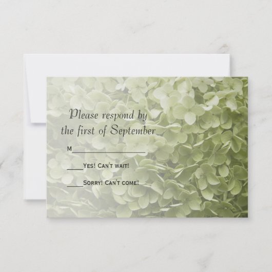 Green Hydrangea Floral Wedding RSVP Kaartje (Voorkant)