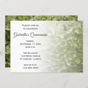Green Hydrangea Flower Quinceanera Invitation Kaart