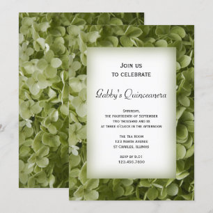 Green Hydrangea Flower Quinceanera Party Kaart