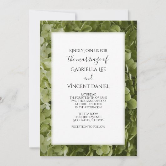 Green Hydrangea Flower Wedding Kaart (Voorkant)