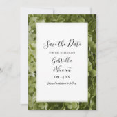 Green Hydrangea Flower Wedding Save the Date (Voorkant)