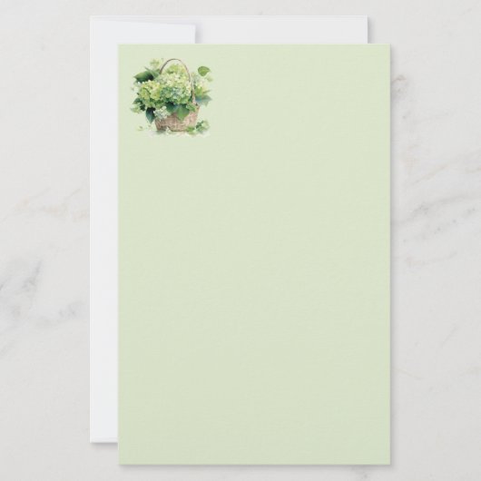 Green Hydrangea Stationery Paper Briefpapier (Voorkant)