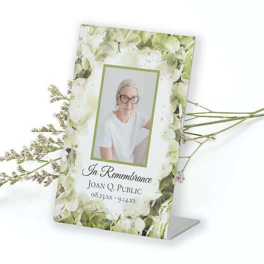 Green Hydrangea Waterverf Uitvaartmonument Reclamebord Met Voetstuk