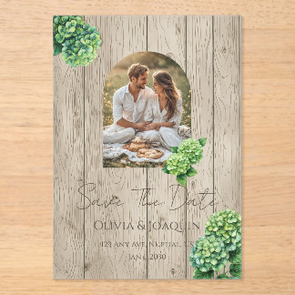Green Hydrangea Wedding Invitation Acryl Uitnodigingen