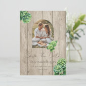 Green Hydrangea Wedding Invitation Kaart (Staand voorkant)