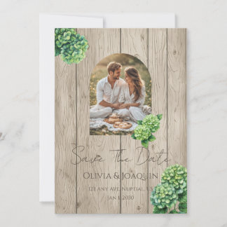 Green Hydrangea Wedding Invitation Kaart