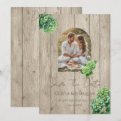 Green Hydrangea Wedding Invitation Kaart (Voorkant / Achterkant)