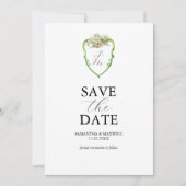 Green Hydrangea Wedding Monogram Save The Dates Save The Date (Voorkant)