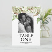 Green Hydrangea Wedding Photo Table Number Cards Kaart (Staand voorkant)