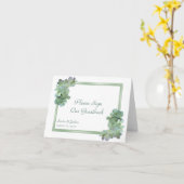 Green Hydrangeas Sign Our Guestbook Folded Kaart (Gele Bloem)