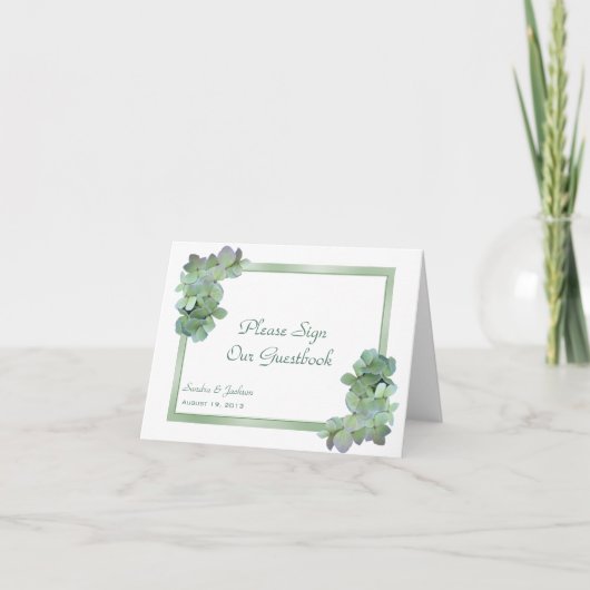 Green Hydrangeas Sign Our Guestbook Folded Kaart (Voorkant)