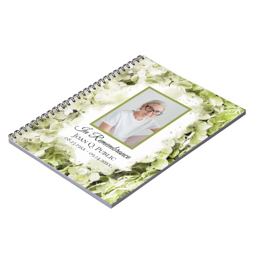 Green Hydrangeas Waterverf Uitvaart Gastenboek Notitieboek (Linkerzijde)