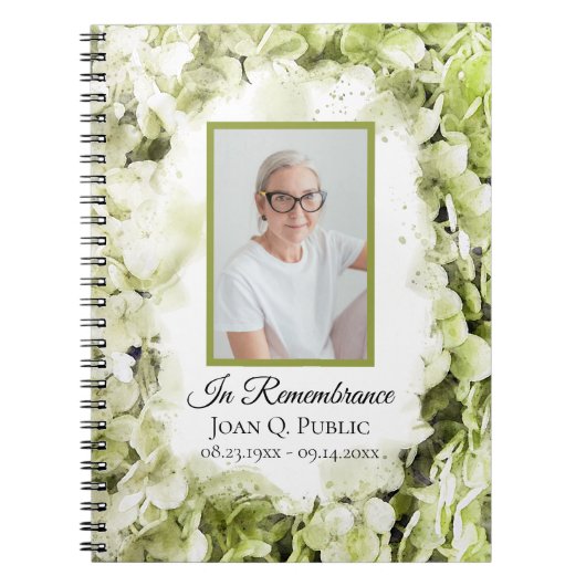 Green Hydrangeas Waterverf Uitvaart Gastenboek Notitieboek (Voorkant)