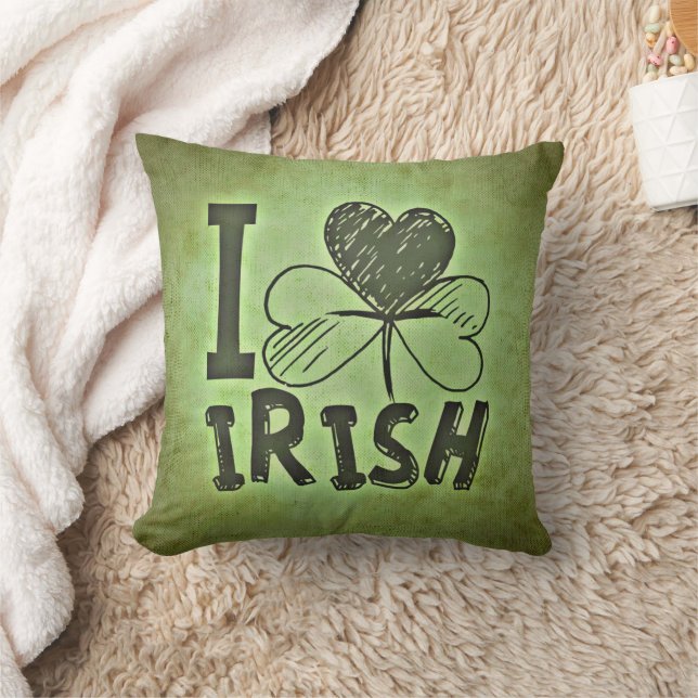 Green I Love Irish Shamrock Clover Kussen (Deken)