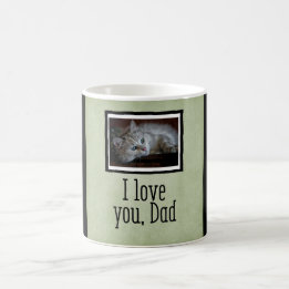 Green I love you, Dad Custom Cat Photo Mok