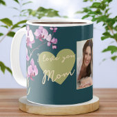 Green I Love You Mom Floral Mother's Day Photo Koffiemok