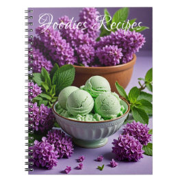 Green Ice Cream met Lila Bloemen Foodies Recepten Notitieboek