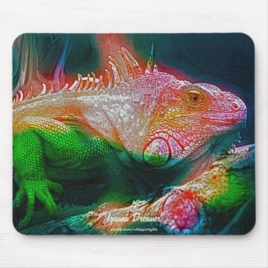 Green Iguana Fantasy Art Wildlife Mousemat Muismat (Voorkant)