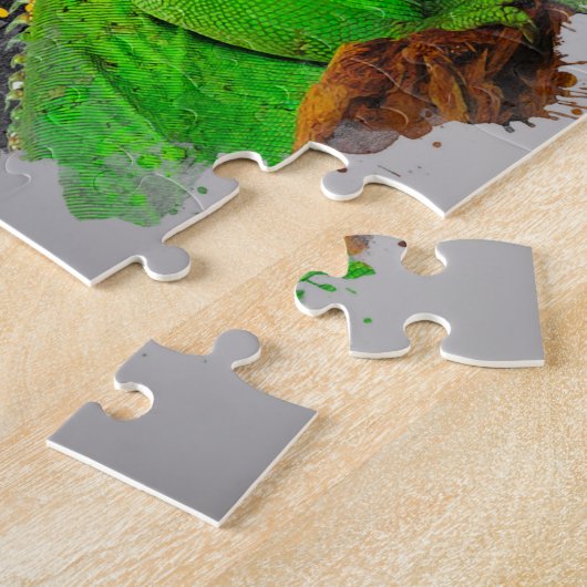 Green Iguana Waterverf Reptile Jigzaag Puzzle Legpuzzel (Zijkant)