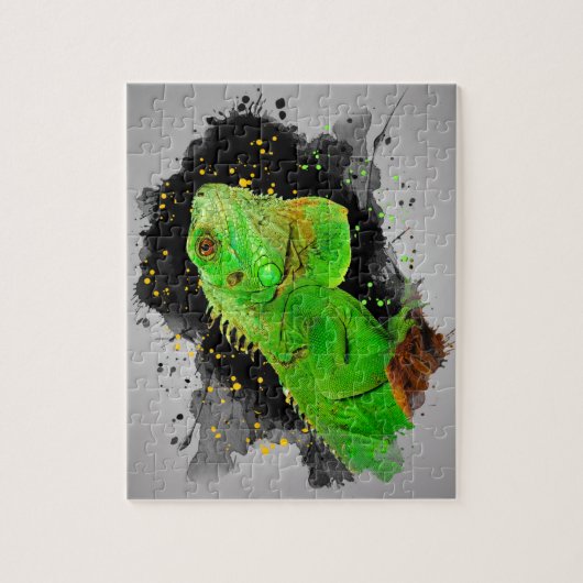 Green Iguana Waterverf Reptile Jigzaag Puzzle Legpuzzel (Verticaal)