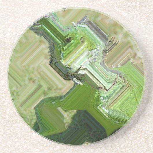 Green Iguana Zandsteen Onderzetter (Voorkant)