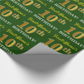 Green, Imitation Gold look "10th BIRTHDAY" Cadeaupapier (Hoek)