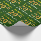 Green, Imitation Gold look "20th BIRTHDAY" Cadeaupapier (Hoek)