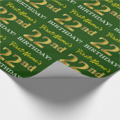 Green, Imitation Gold look "22e BIRTHDAY" Cadeaupapier (Hoek)