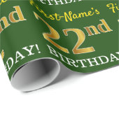 Green, Imitation Gold look "22e BIRTHDAY" Cadeaupapier (Rol Hoek)