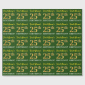 Green, Imitation Gold look "25th BIRTHDAY" Cadeaupapier (Vlak)