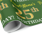 Green, Imitation Gold look "25th BIRTHDAY" Cadeaupapier (Rol Hoek)