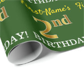 Green, Imitation Gold look "2nd BIRTHDAY" Cadeaupapier (Rol Hoek)