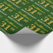 Green, Imitation Gold look "31st BIRTHDAY" Cadeaupapier (Hoek)