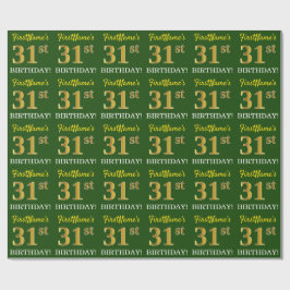 Green, Imitation Gold look "31st BIRTHDAY" Cadeaupapier