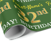 Green, Imitation Gold look "32nd BIRTHDAY" Cadeaupapier (Rol Hoek)