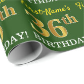 Green, Imitation Gold look "36th BIRTHDAY" Cadeaupapier (Rol Hoek)