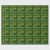 Green, Imitation Gold look "37th BIRTHDAY" Cadeaupapier (Vlak)