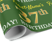 Green, Imitation Gold look "37th BIRTHDAY" Cadeaupapier (Rol Hoek)