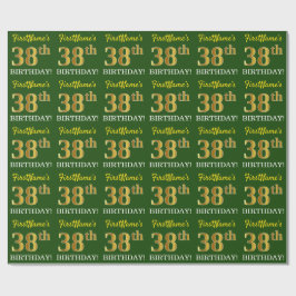 Green, Imitation Gold look "38th BIRTHDAY" Cadeaupapier