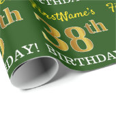 Green, Imitation Gold look "38th BIRTHDAY" Cadeaupapier (Rol Hoek)