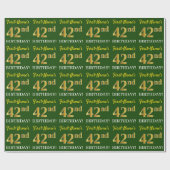 Green, Imitation Gold look "42e BIRTHDAY" Cadeaupapier (Vlak)