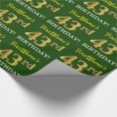 Green, Imitation Gold look "43rd BIRTHDAY" Cadeaupapier (Hoek)