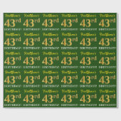 Green, Imitation Gold look "43rd BIRTHDAY" Cadeaupapier (Vlak)