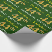 Green, Imitation Gold look "44th BIRTHDAY" Cadeaupapier (Hoek)