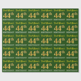 Green, Imitation Gold look "44th BIRTHDAY" Cadeaupapier