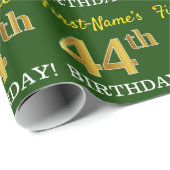 Green, Imitation Gold look "44th BIRTHDAY" Cadeaupapier (Rol Hoek)