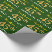 Green, Imitation Gold look "45th BIRTHDAY" Cadeaupapier (Hoek)