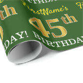 Green, Imitation Gold look "45th BIRTHDAY" Cadeaupapier (Rol Hoek)